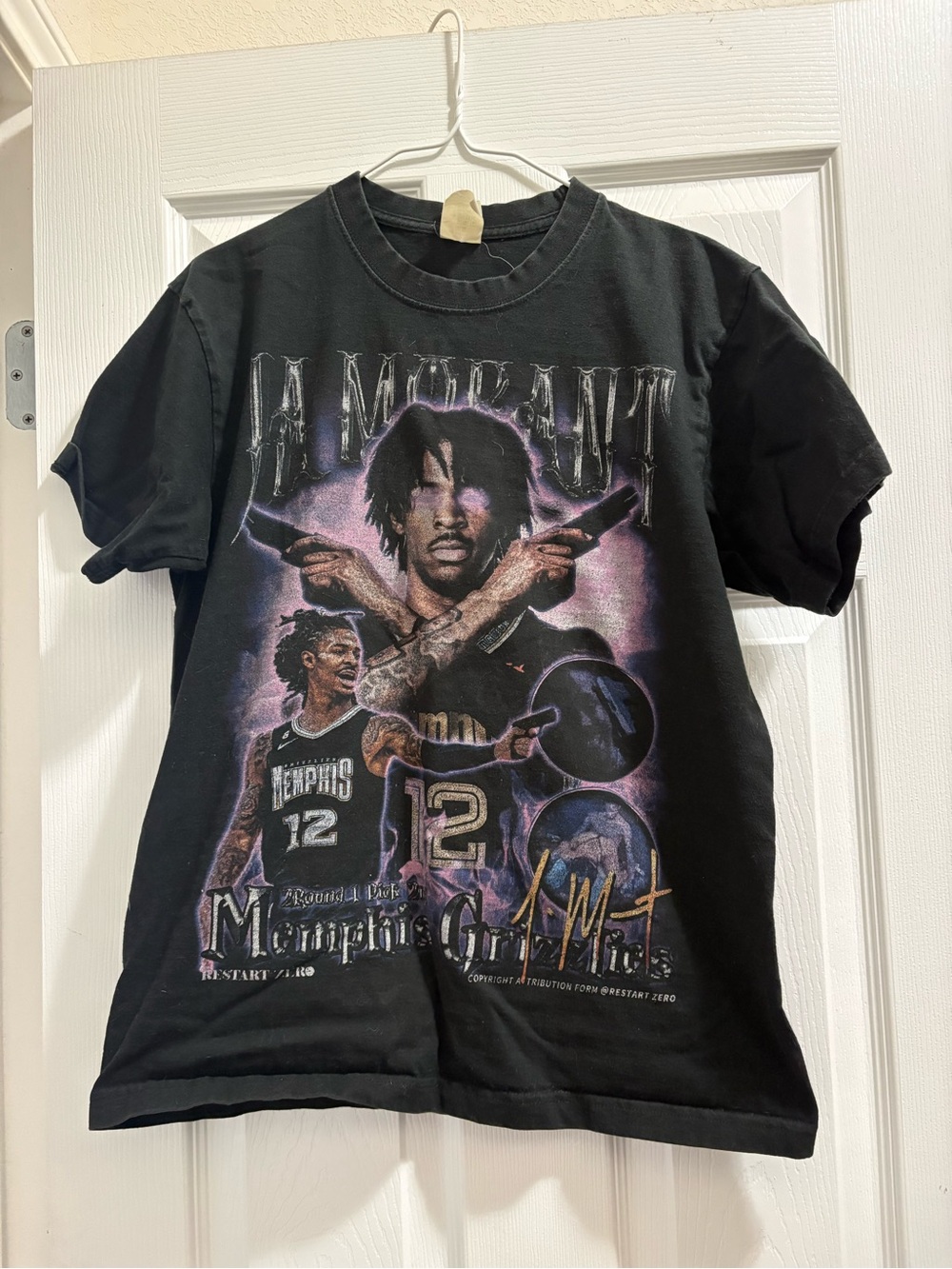 Ja Morant Memphis Graphic Tee — Black with Purple Accents